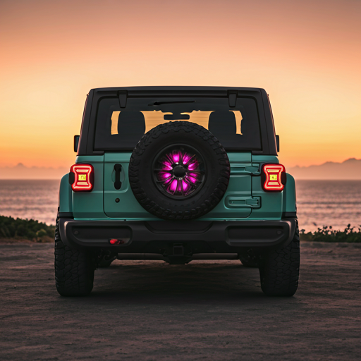 Electric rover parked at sunset